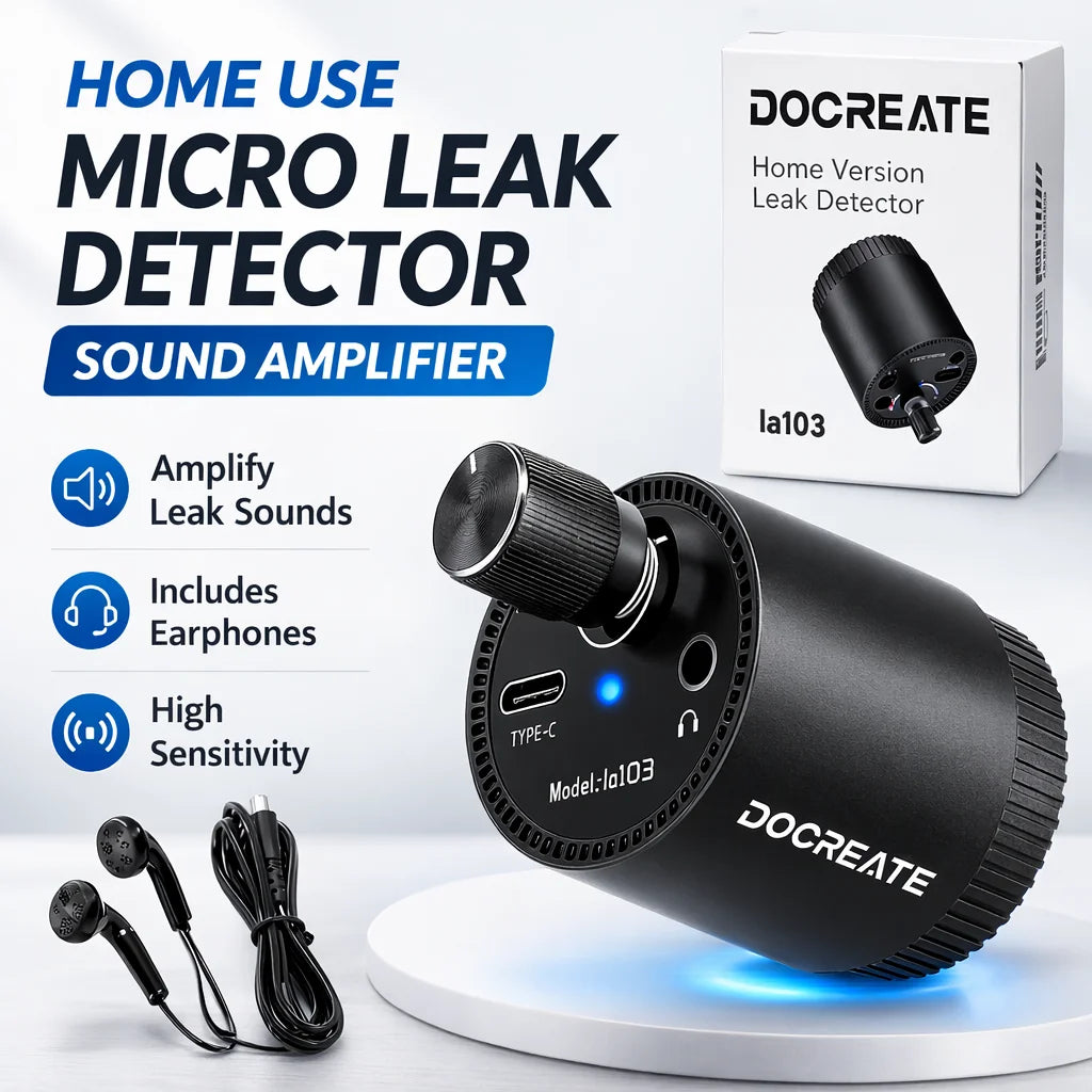 Docreate Mini Leak Detector Sound Amplifier For Home/13000X Audio Magnification/High Sensitivity Sensor/Rechargeable 200mAh