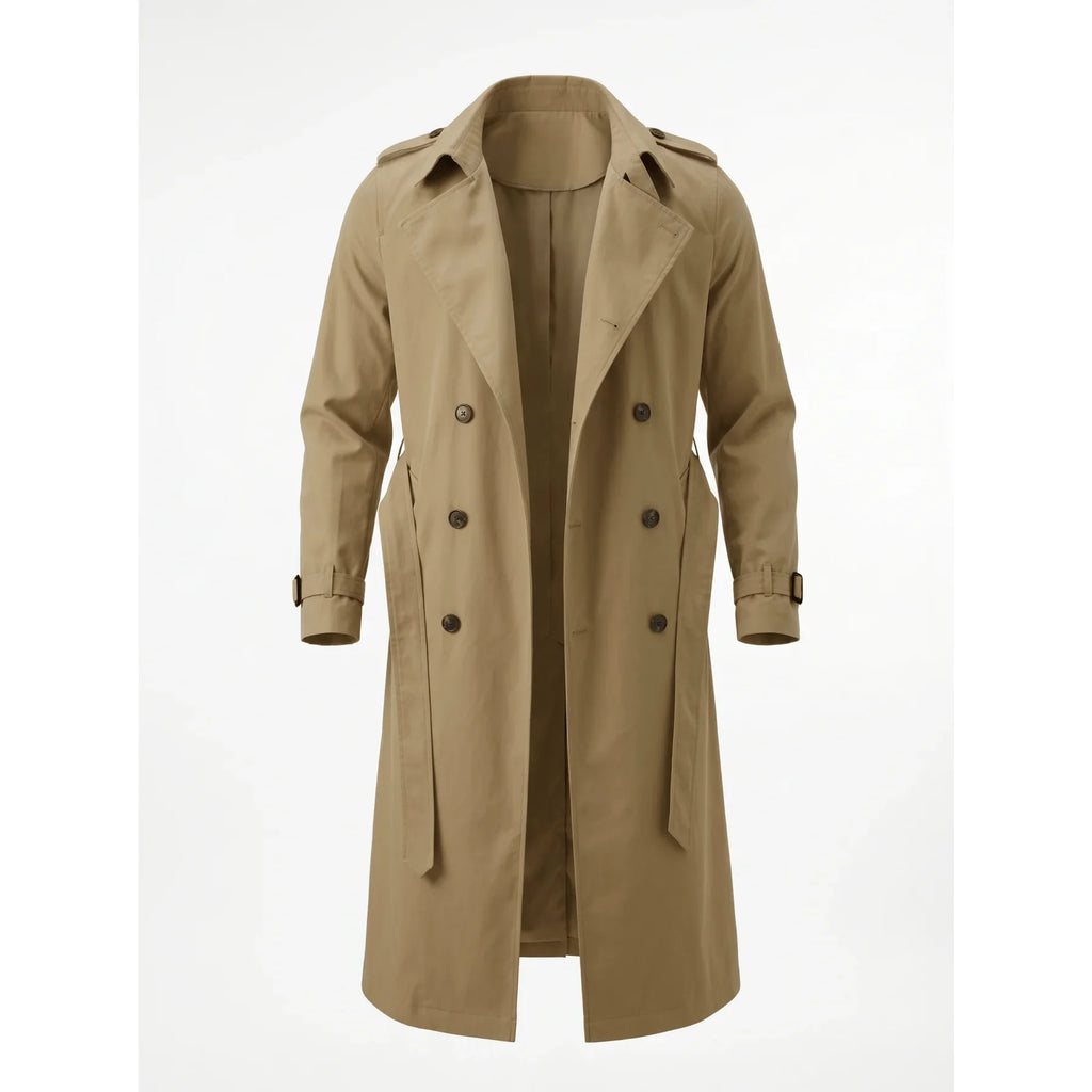 New Men's Trench Autumn Super Long Windbreaker - Double-Breasted with Belt | Thin & Loose Streetwear Casual Long Jackets for Man