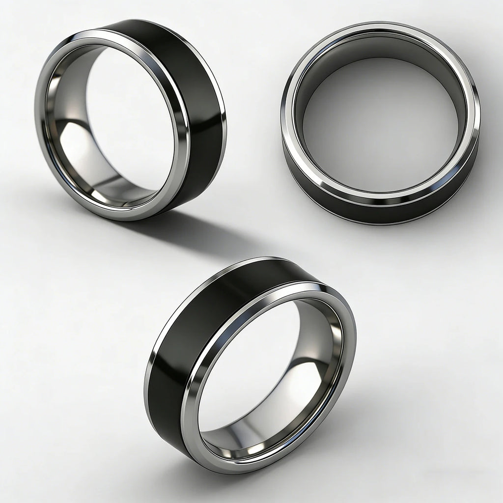 Stainless Steel Metal NFC Ntag216 Ring Programmable 888 Byte for Men and Women Wedding Ring,Can Write Anniversary Data ﻿