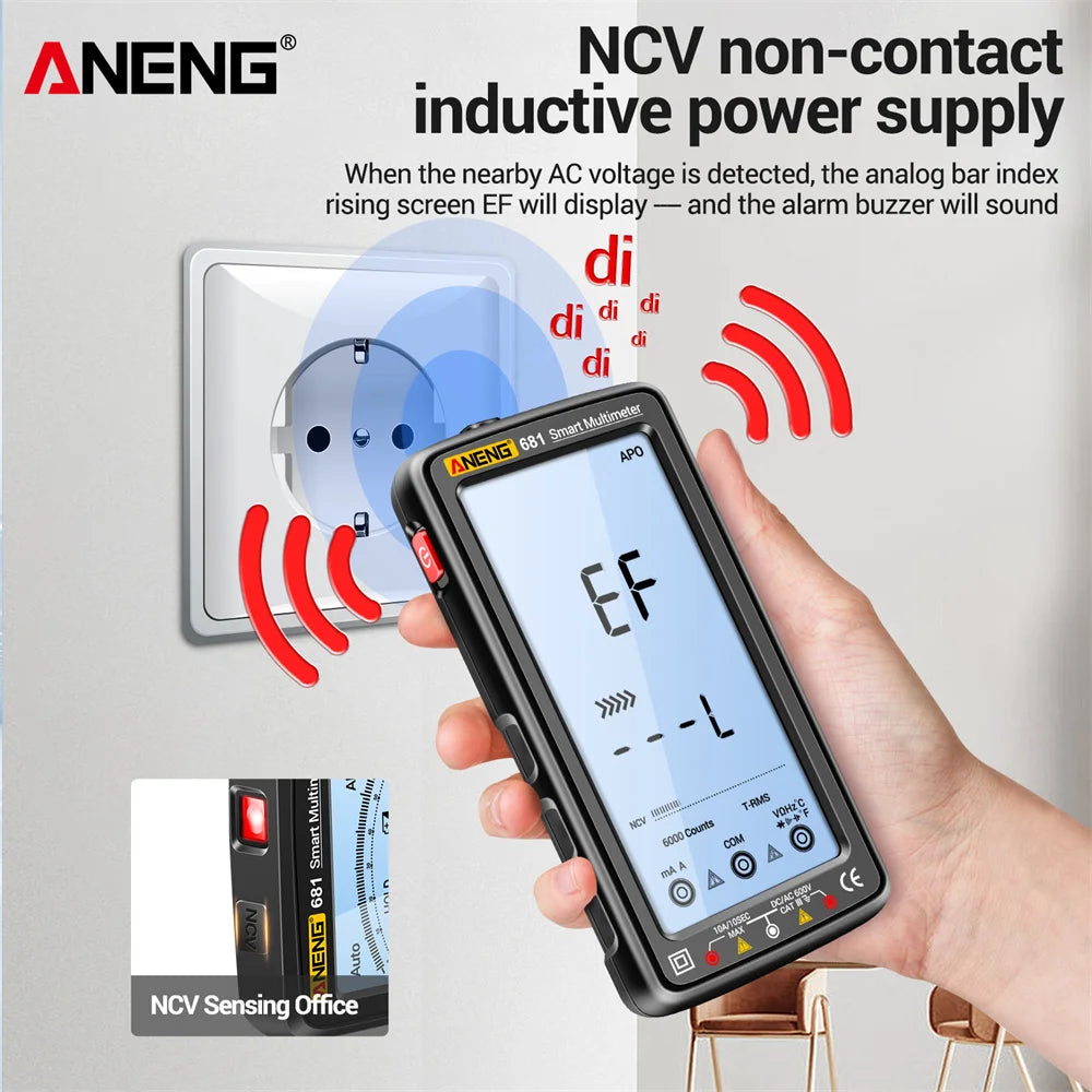 ANENG 681 Smart Digital Multimeter Rechargable AC/DC Voltage Non-contact Voltage Tester Meter LCD Screen Current Tester Tools