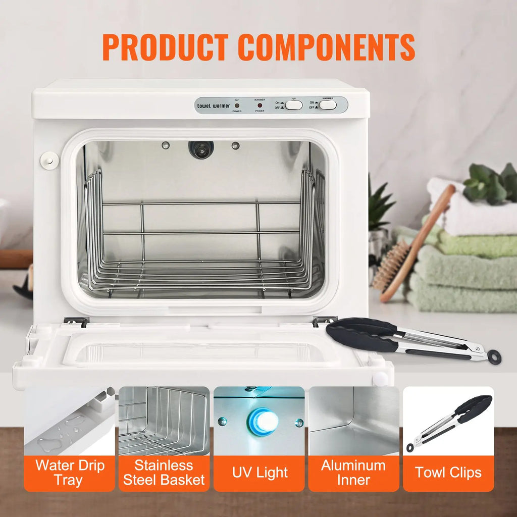 Hot 8L Spa Electric Towel Warmer Cabinet 2-in-1 with Stainless Steel Rack Holds 16 Towels All Ro