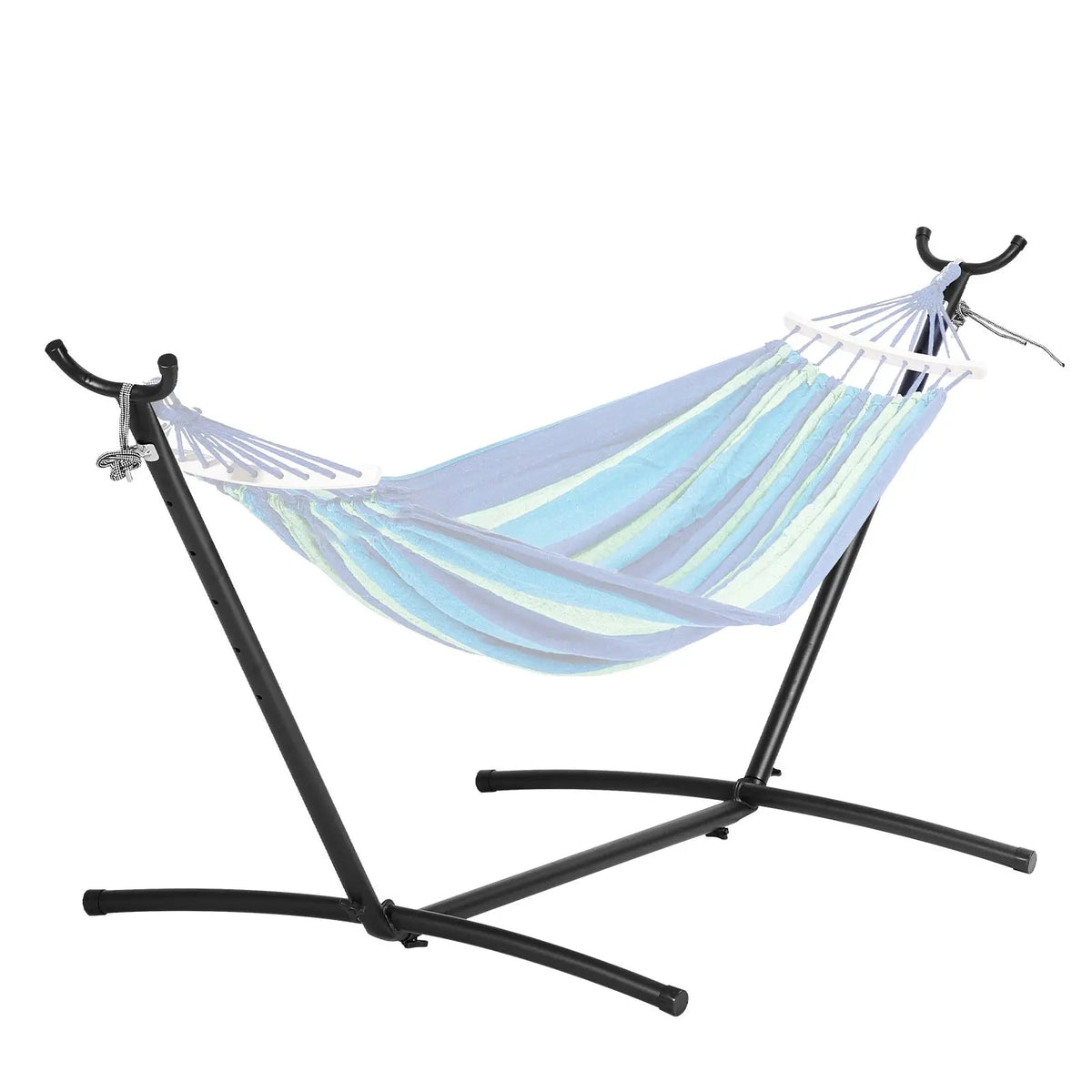 Portable Steel Hammock Stand 450lbs Capacity 2-Person Heavy Duty Adjustable Hooks Fabric Hammock Frame Fits 9.5-12 Inch Beds
