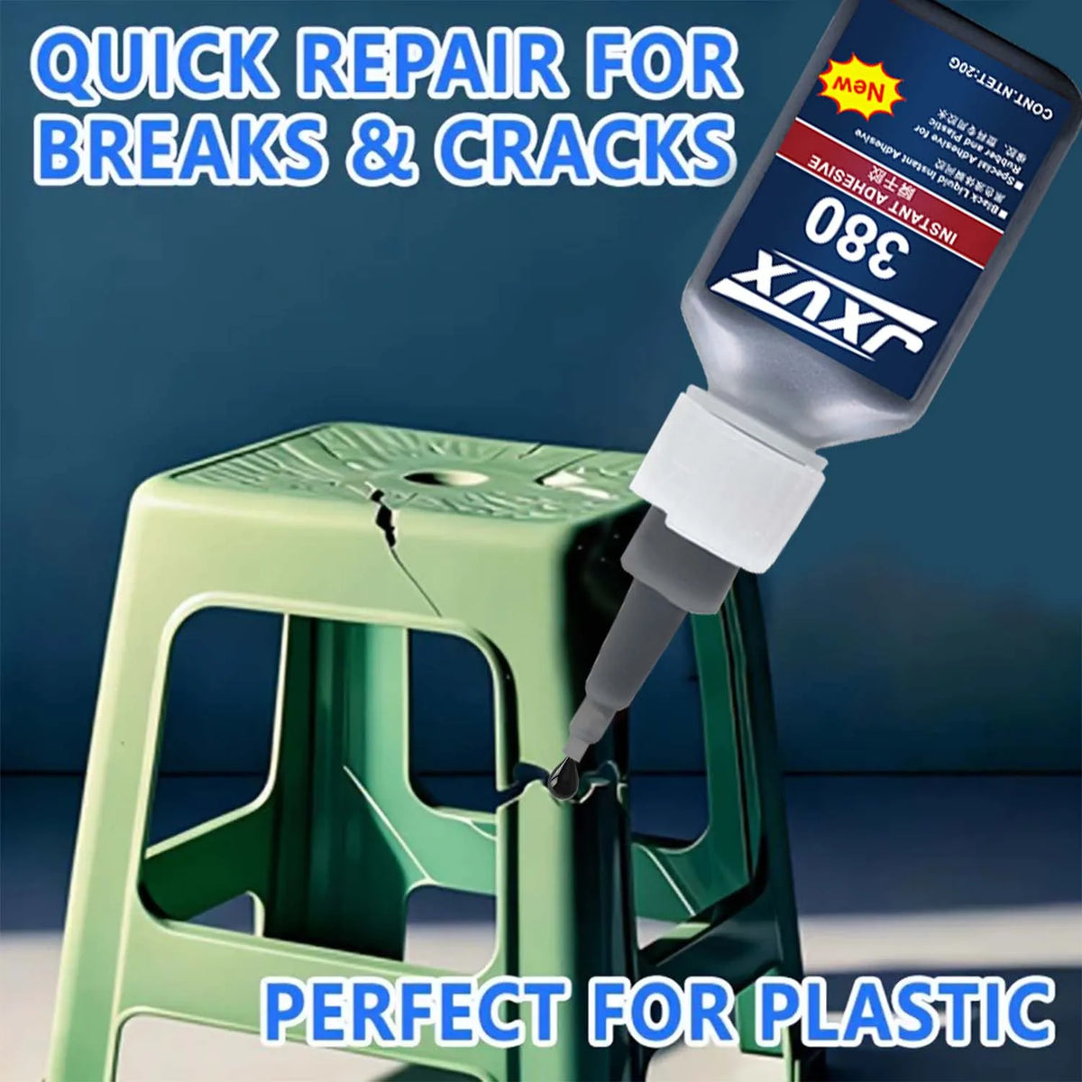 380 Strong Plastic Repair Adhesive - Waterproof Glue Instant Bonding Quickly Fixes Cracks,for ABS PP PVC Crack Fix All plastics.