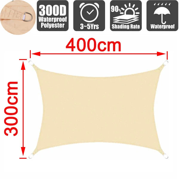 Outdoor Awnings Waterproof Sun Shade Sail Garden Canopi For Terrace Car Canvas Awning Rectangle Pool Sun-Shelter Sunshade Sail