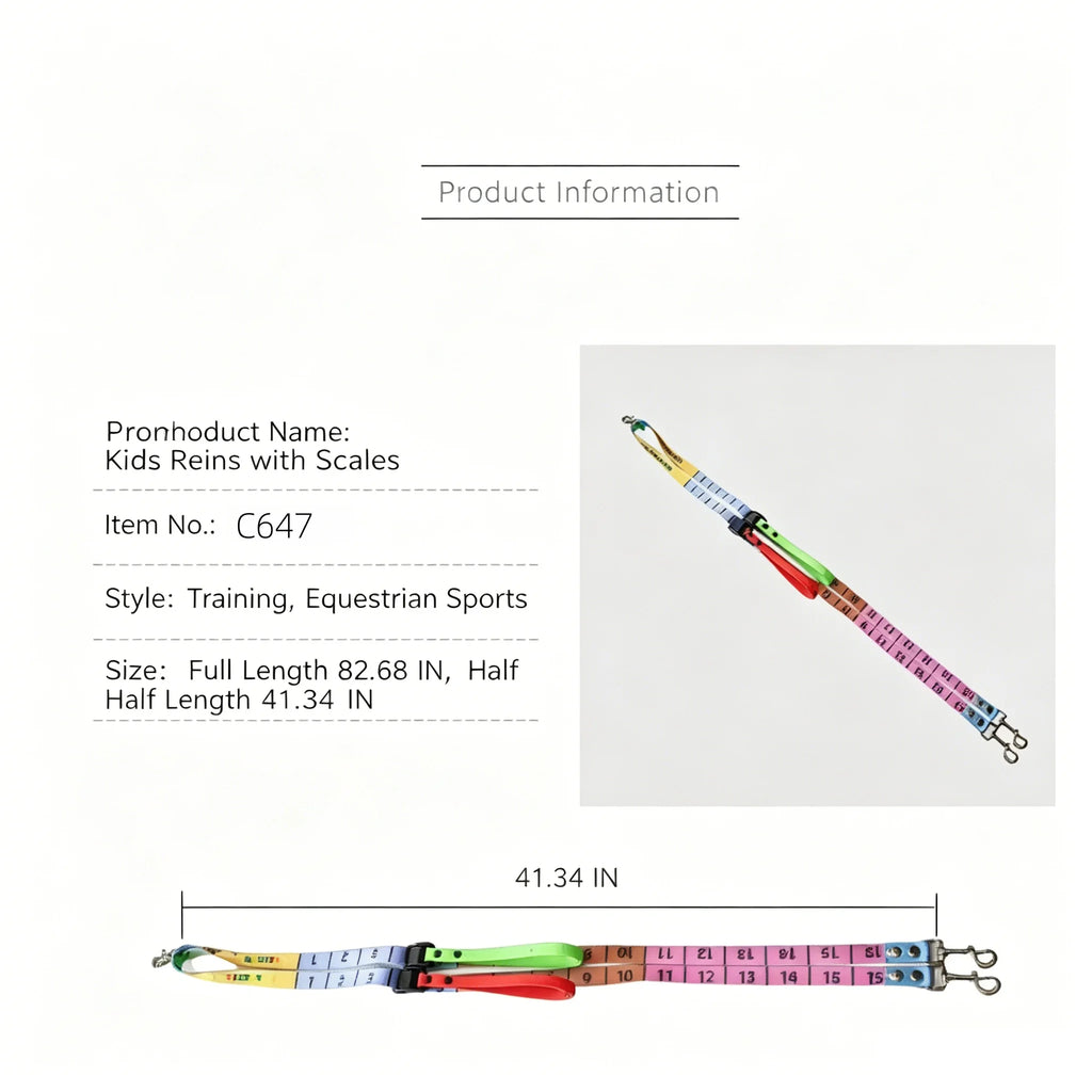 Children's Reins Colorful with Scale Kids Learning Equestrian Supplies