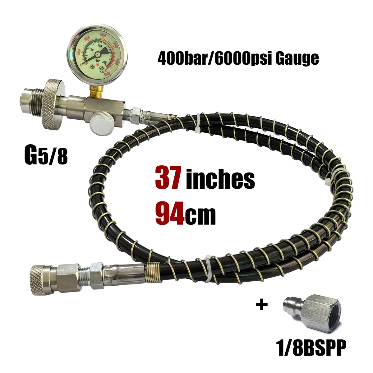 HPA 4500psi/300bar Air Diving DIN G5/8 Connect Fill Station Filling Charging Adaptor Valve Stainless Steel with Hose