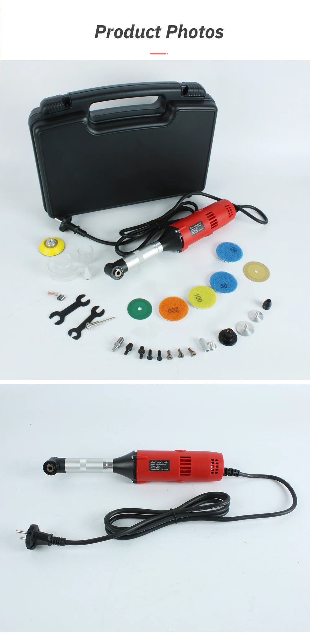 Tungfull 90-Degree Elbow Die Grinder Mold Polisher 550W Multi-Functiont Rotary Tool for Metal Grinding, Wood Carving, Polishing