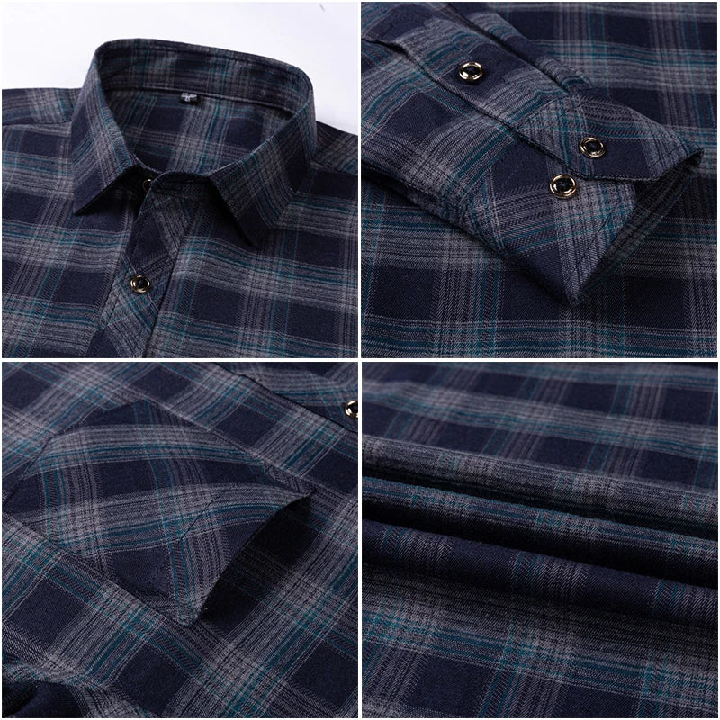 2024 New Fashion Men's Plaid Shirt Long Sleeve Cotton Regular Fit Men Casual Flannel Shirts Leisure Autumn Male Blouse Clothing