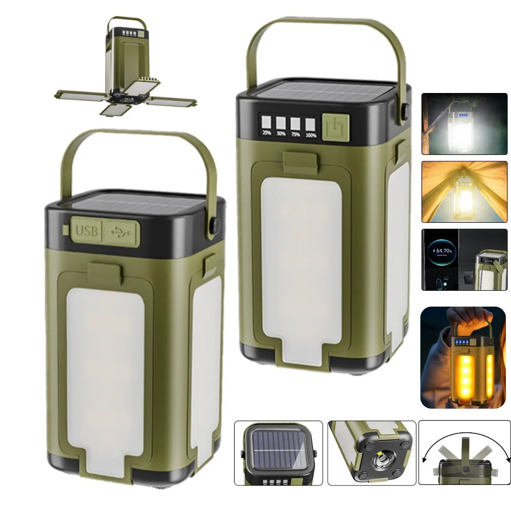 Foldable Camping Light Waterproof Rechargeable Lantern Portable Flashlight LED Tent Light for Camping Hiking Fishing