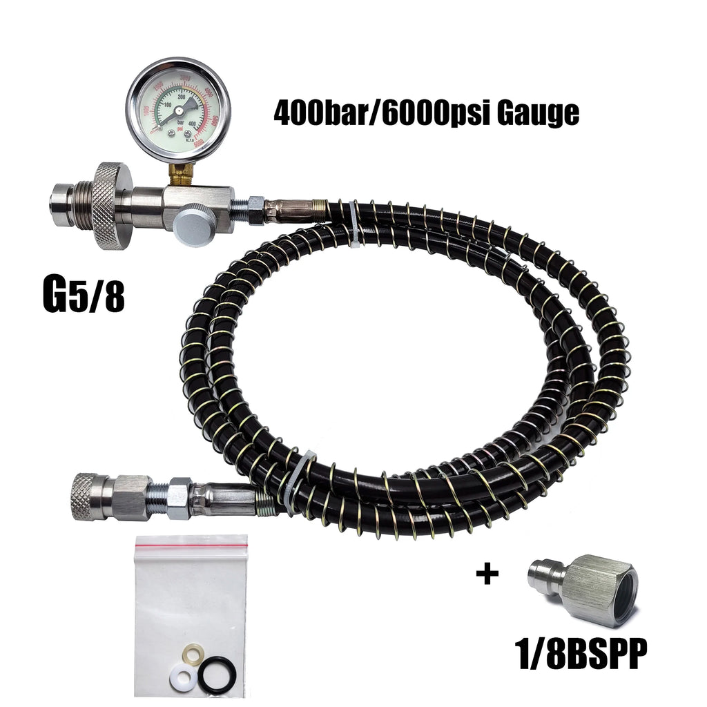 HPA 4500psi/300bar Air Diving DIN G5/8 Connect Fill Station Filling Charging Adaptor Valve Stainless Steel with Hose