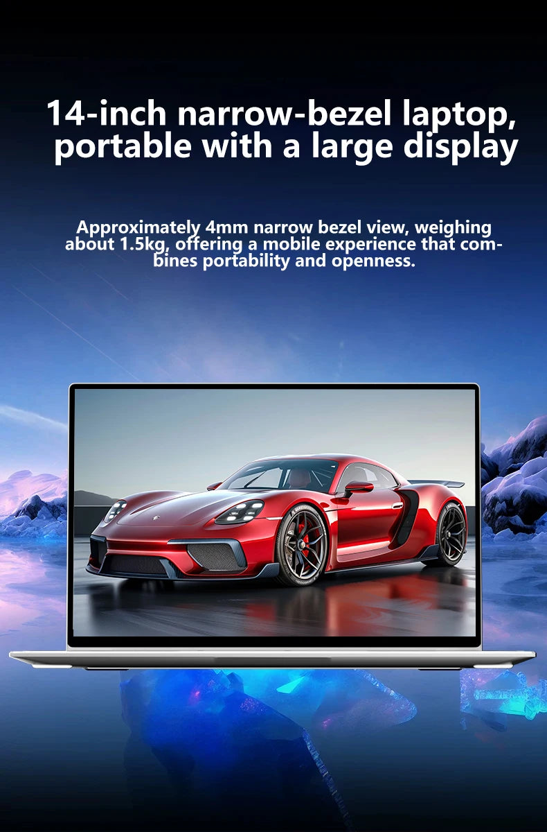LENO 14.1"Ultra Slim Laptop Windows11 16GB 2TB SSD Gamer Notebook Intel 4405U 1920*1080 Display Office Study Gaming Computer PC