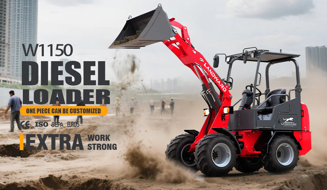 Farm Loader Diesel Kubota Engine Mini Loader Euro5 EPA Wheeled Mini Loader Hydraulic 4×4 Compact Loader 2 Ton Loaders Customized