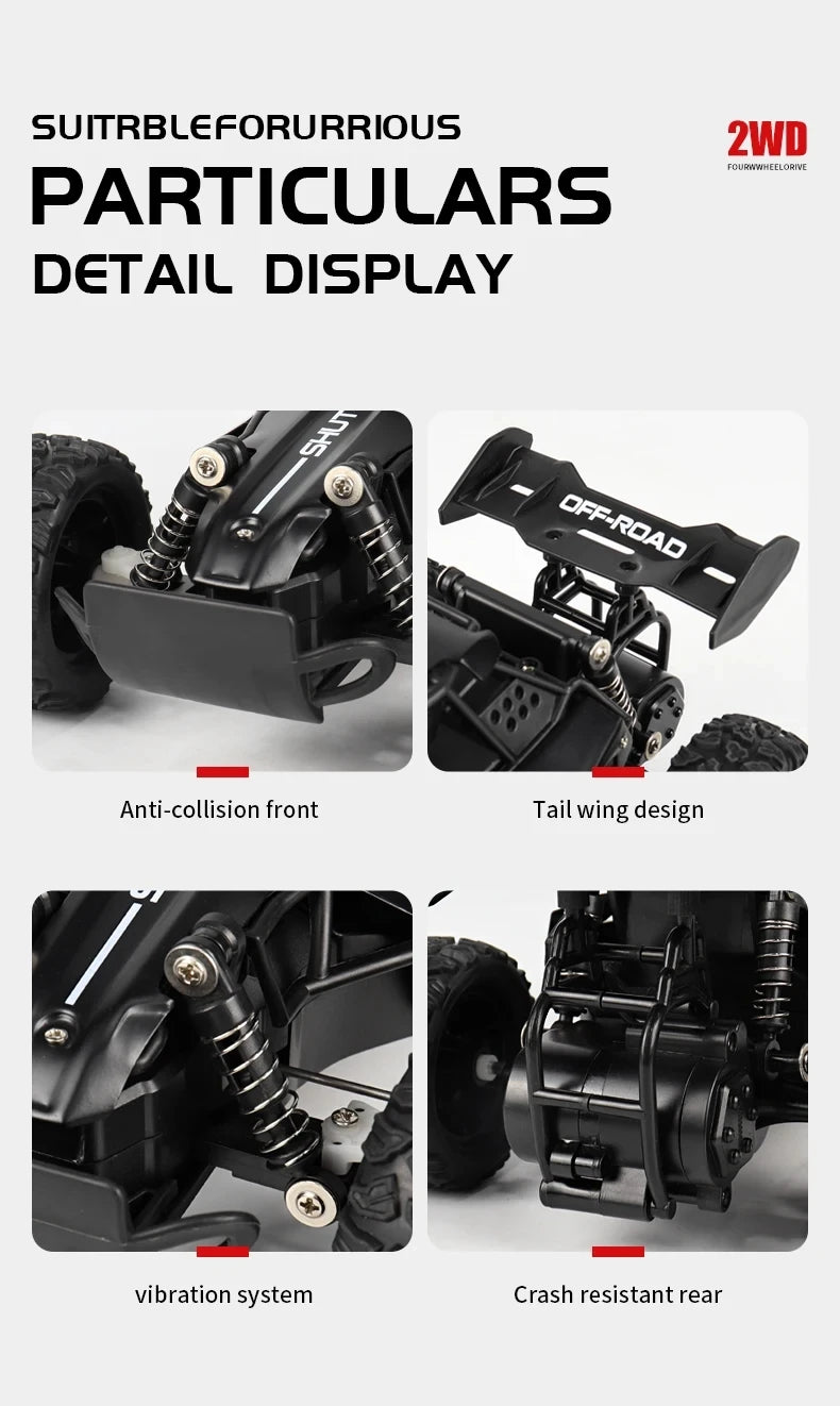 Oike Remote Control Car RC Drift Racing Vehicle Off Road Alloy 2.4G Radio High-Speed Trucks With LED Light Climbing Gift Kid Toy