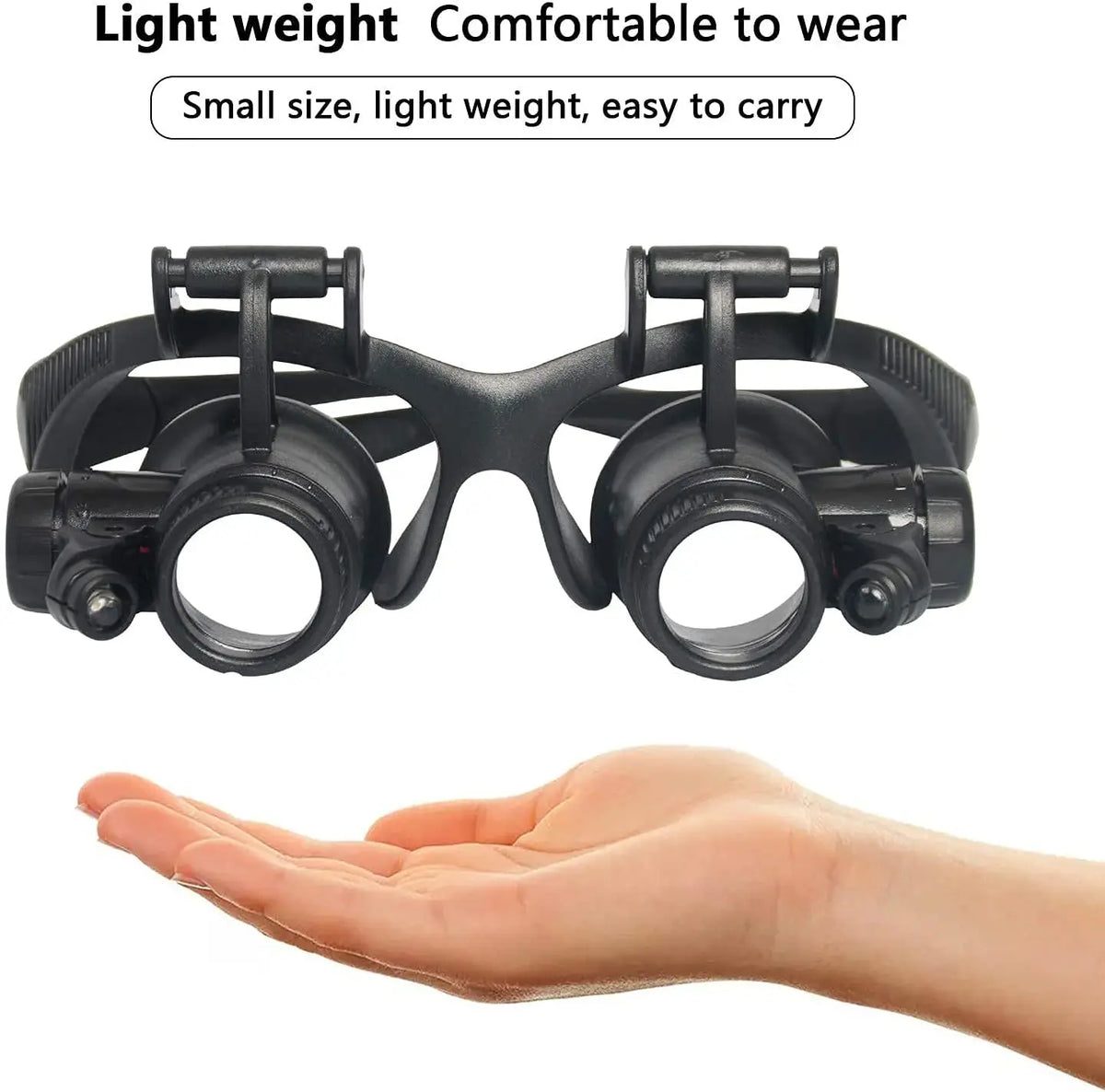 Head Mounted Magnifier With LED Light Magnifying Glass 2.5/4/6/8/10/15/20/25x Len For Close Work Electronic Jewelry Watch Repair