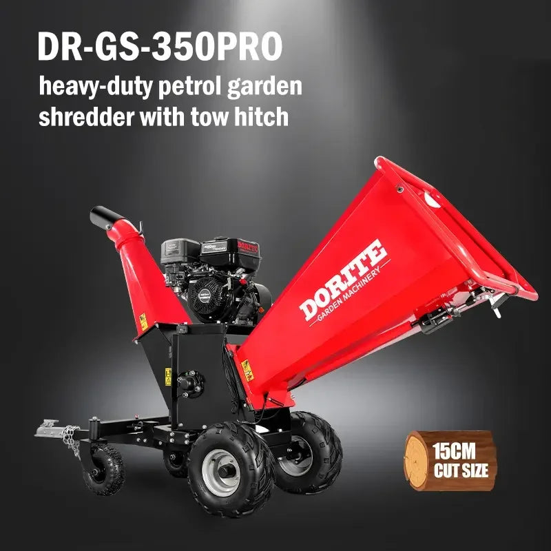 Customized 15HP Wood Chipper Electric 4-wheel Branch Crusher, Wood Processor, Professional Tree Shredder,Forestry Machinery
