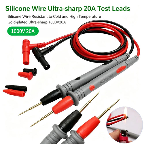 20A 1000V Universal Multimeter Test Leads, Ultra-sharp Tips PVC/Silicone Wire Probes for Electrical Testing