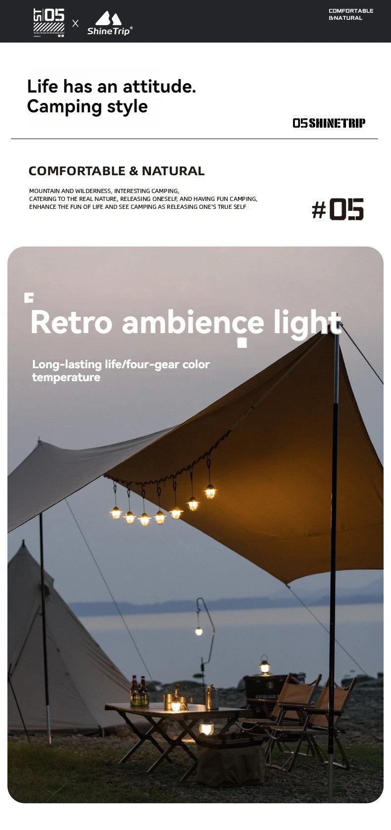 USB Rechargeable LED Camping Lantern Small Drop Light - Portable Campsite Atmosphere Lamp for Hanging Tent & Outdoor Activities
