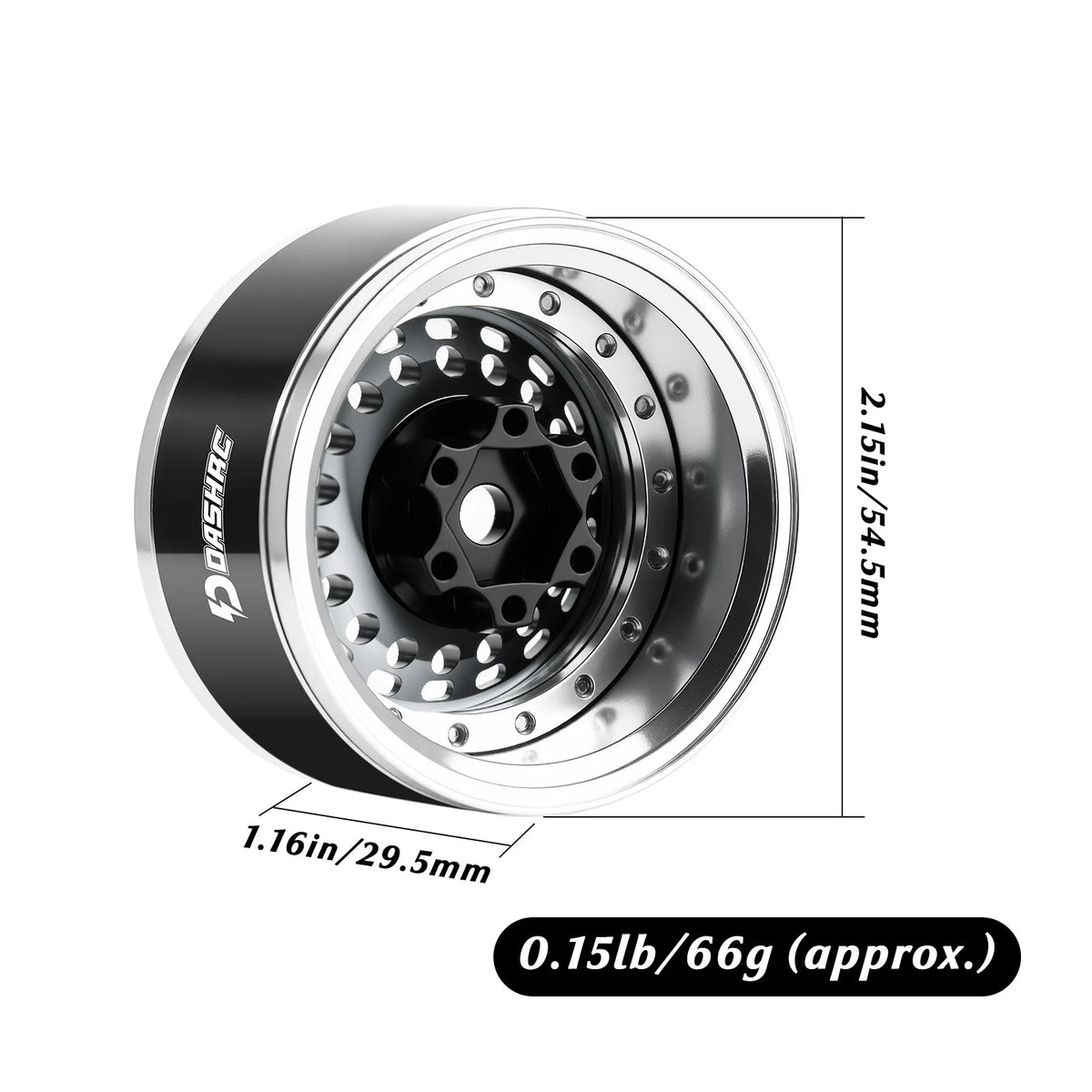 DashRC 1.9" Beadlock Wheels Aluminum Negative Offset Rims 4PCS for 1/10 RC Crawler SCX10 TRX4 TRX6 RC4WD D90