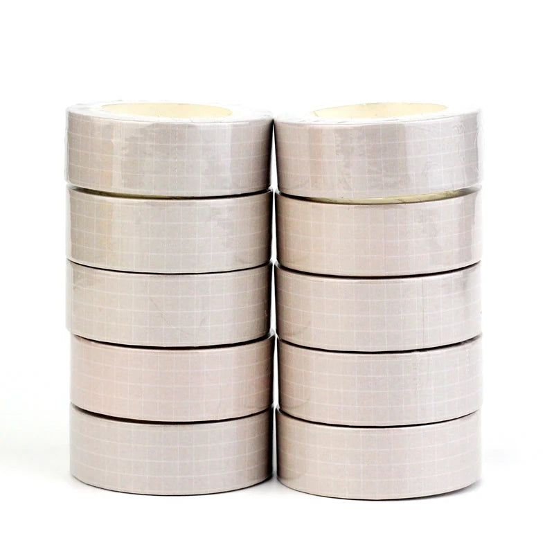 2023 NEW 1PC 10M Decor More Neutral Leaves Grid Washi Tape Set for Scrapbooking Journaling Adhesive Masking Tape Cute Stationery