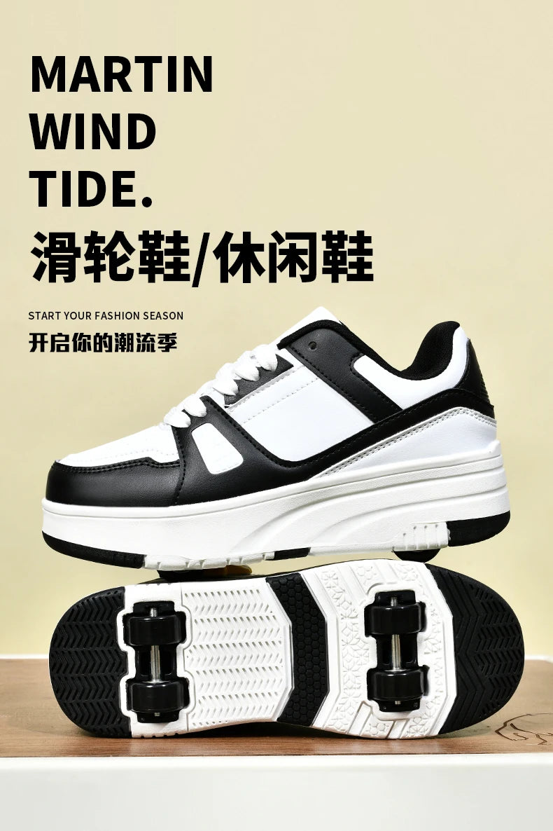 Children's Roller Skate Shoes Student Inline Skating Shoes Girls 4-Wheel Deformation Boy's Skating Shoes