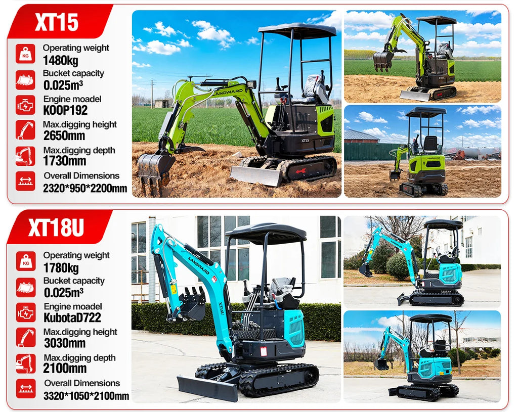 New 2.5 Ton Mini Excavator Agriculture Excavators XT25U Optional Diesel Engine Customize Euro 5 Hydraulic Crawler Mini Excavator
