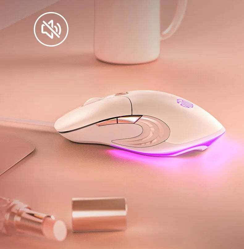 Inphic B8 Wired Mouse 4-speed DPI Adjustment Silent Office Mouse Colorful Breathing Light Effect For PC Laptop