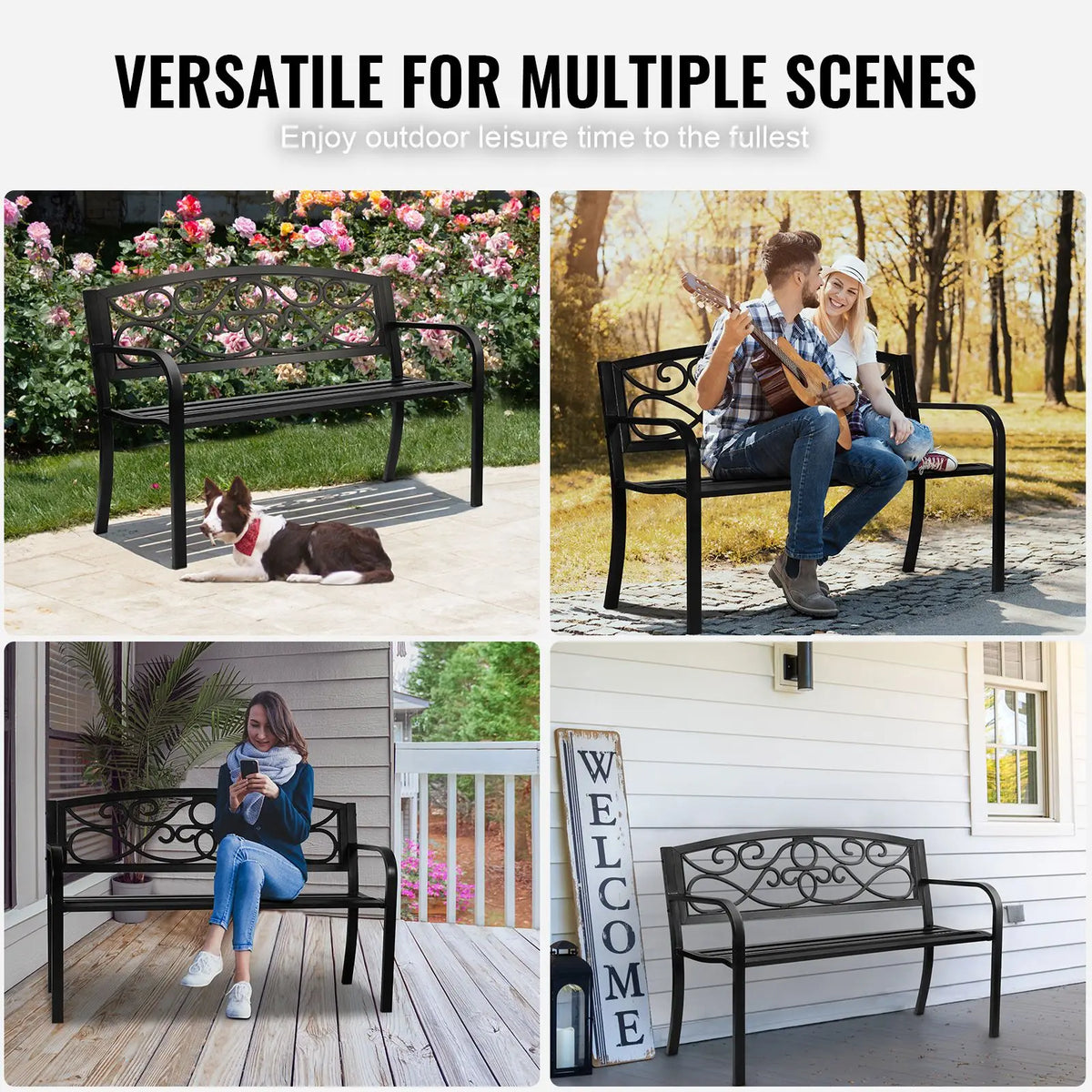 Antique Design 50-Inch Outdoor Garden Bench 550 Lbs Load Capacity Wood Bench with Backrest for Patio for Outdoor Park Use