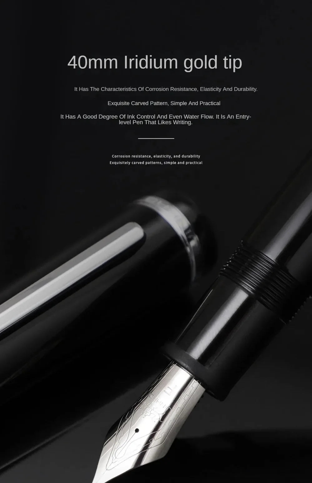 Jinhao X159 Classic ABS Fountain Pen 0.5mm/0.38mm Nib Ink Pens Set, Elegant Office Stationery Supplies
