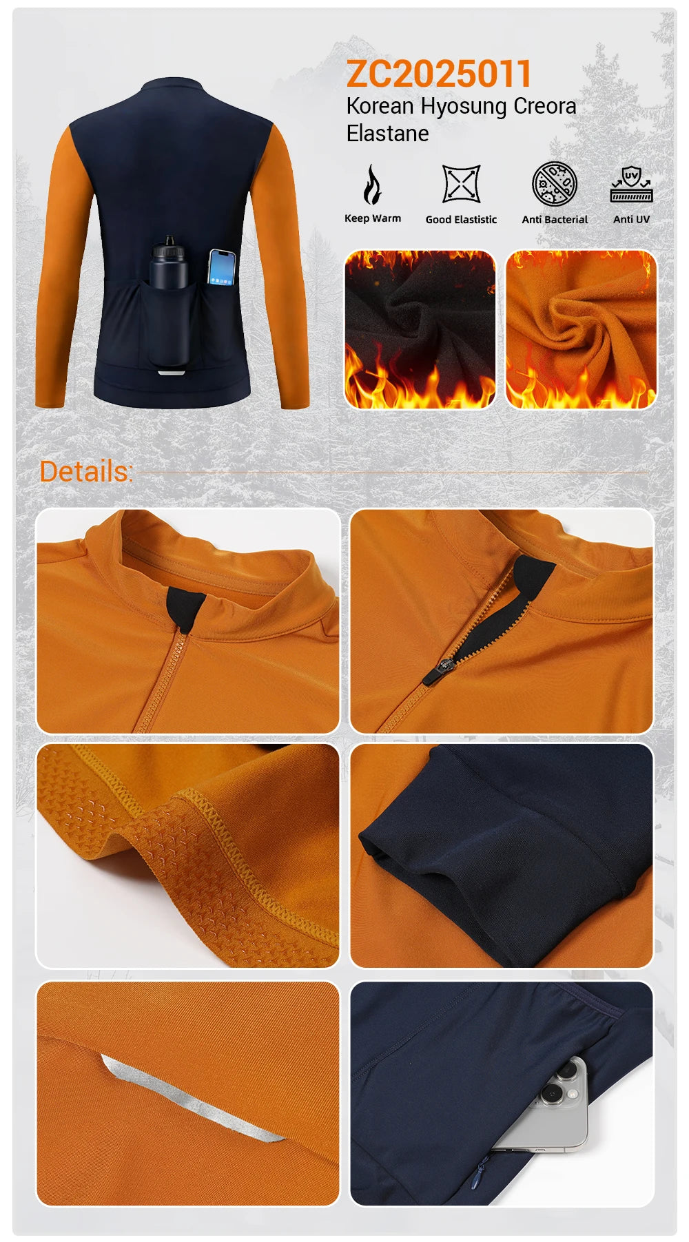 ZRSE Cycling Jersey Maillot Winter Windproof Bike Clothing Cycling Long Sleeve Windbreaker Waterproof MTB Bicycle Fleece Warm