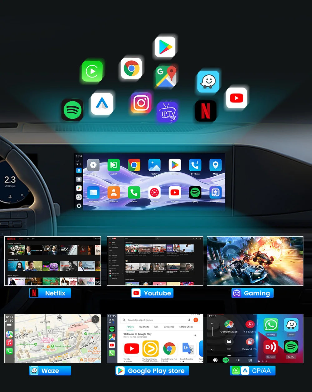 CarlinKit Ultra Box Android 15.0 SM6350 Tv Box CarPlay Wireless Android Auto Wireless Adapter Support Youtube Netfilx IPTV GNSS