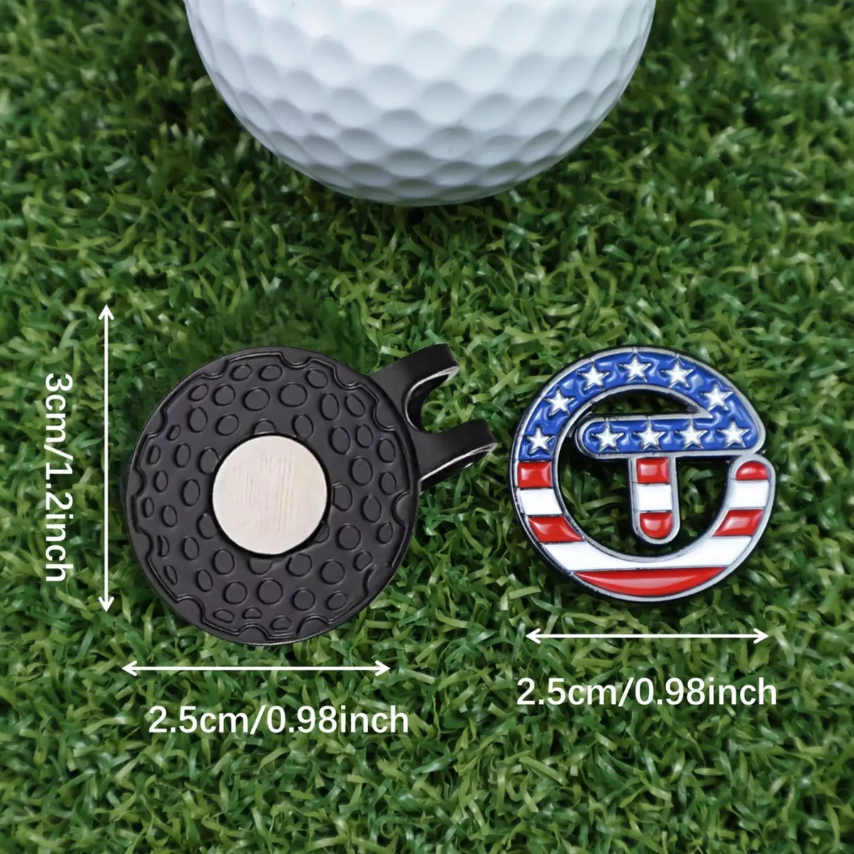 USA Themed Stars Stripes Golf Ball Marker with Magnetic Hat Clip Golf Accessories Gift for Golfers Premium Golf Gift for Men