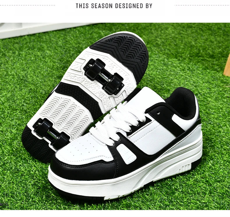 Children's Roller Skate Shoes Student Inline Skating Shoes Girls 4-Wheel Deformation Boy's Skating Shoes