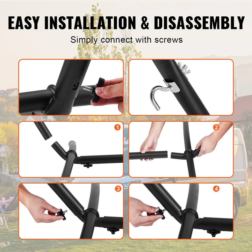 Portable Steel Hammock Stand 450lbs Capacity 2-Person Heavy Duty Adjustable Hooks Fabric Hammock Frame Fits 9.5-12 Inch Beds