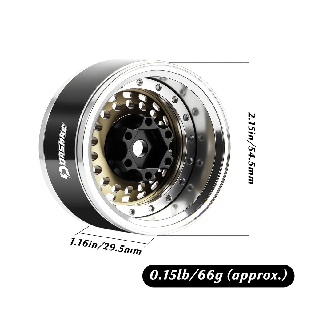 DashRC 1.9" Beadlock Wheels Aluminum Negative Offset Rims 4PCS for 1/10 RC Crawler SCX10 TRX4 TRX6 RC4WD D90