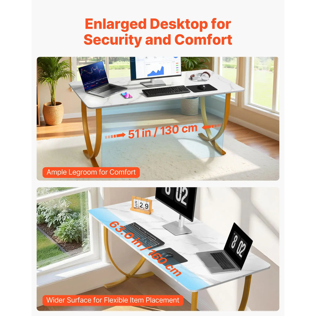 Modern Executive Large Office Desk 63\" W X 31.5\" D PC Modern Computer Table for Conference Meeting Room Business Furniture