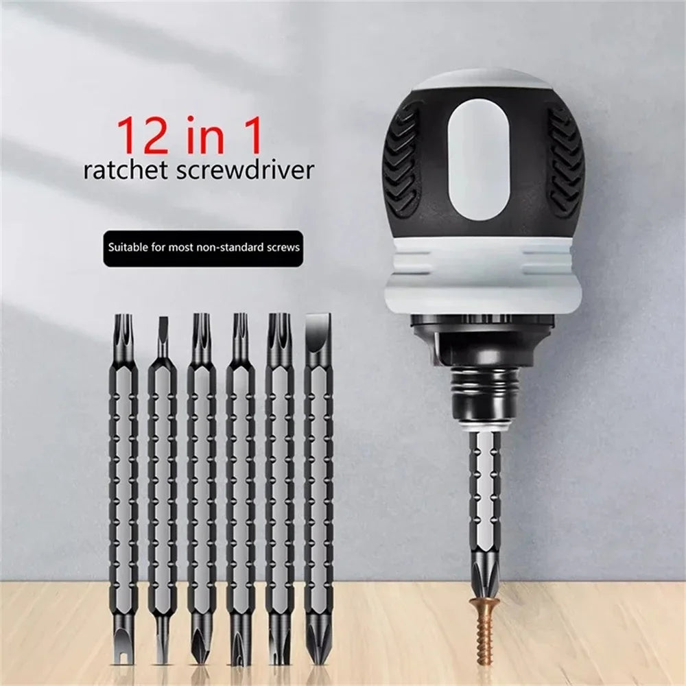 Multifunctional Triangular Plum Blossom Cross Inner Screwdriver Ratchet Screwdriver Set Short Shaped Radish Head High Hardness