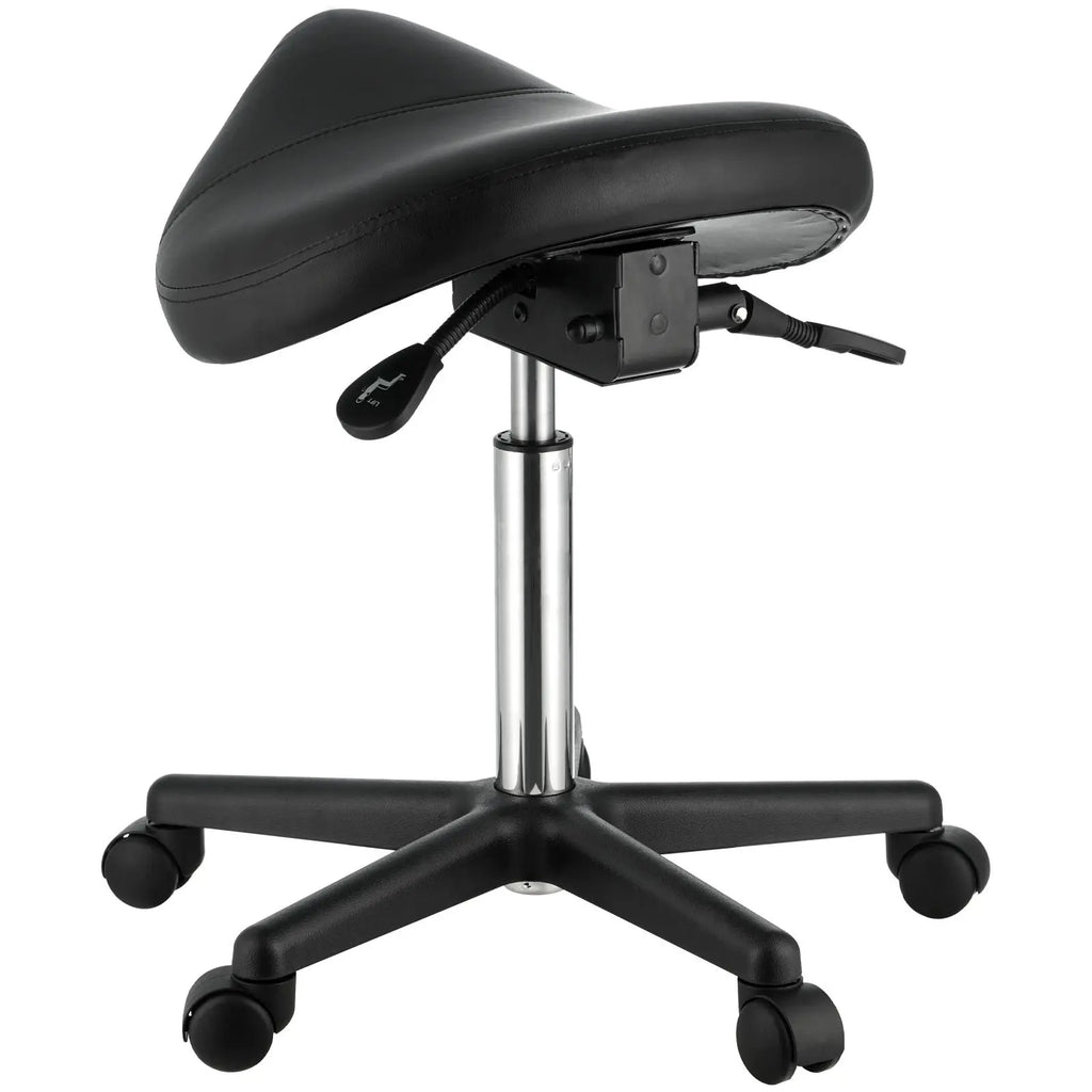 "Salon Furniture 400 LBS Capacity Height Adjustable Swivel Saddle Stool with Thickened PU Leather Seat"