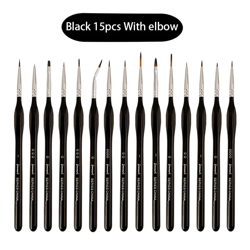 15 Pcs Miniature Hook Line Pen Painting Nylon Hair Multi Shape Pen Head Gouache Watercolor Oil Paint Artists Hand Painted Brush