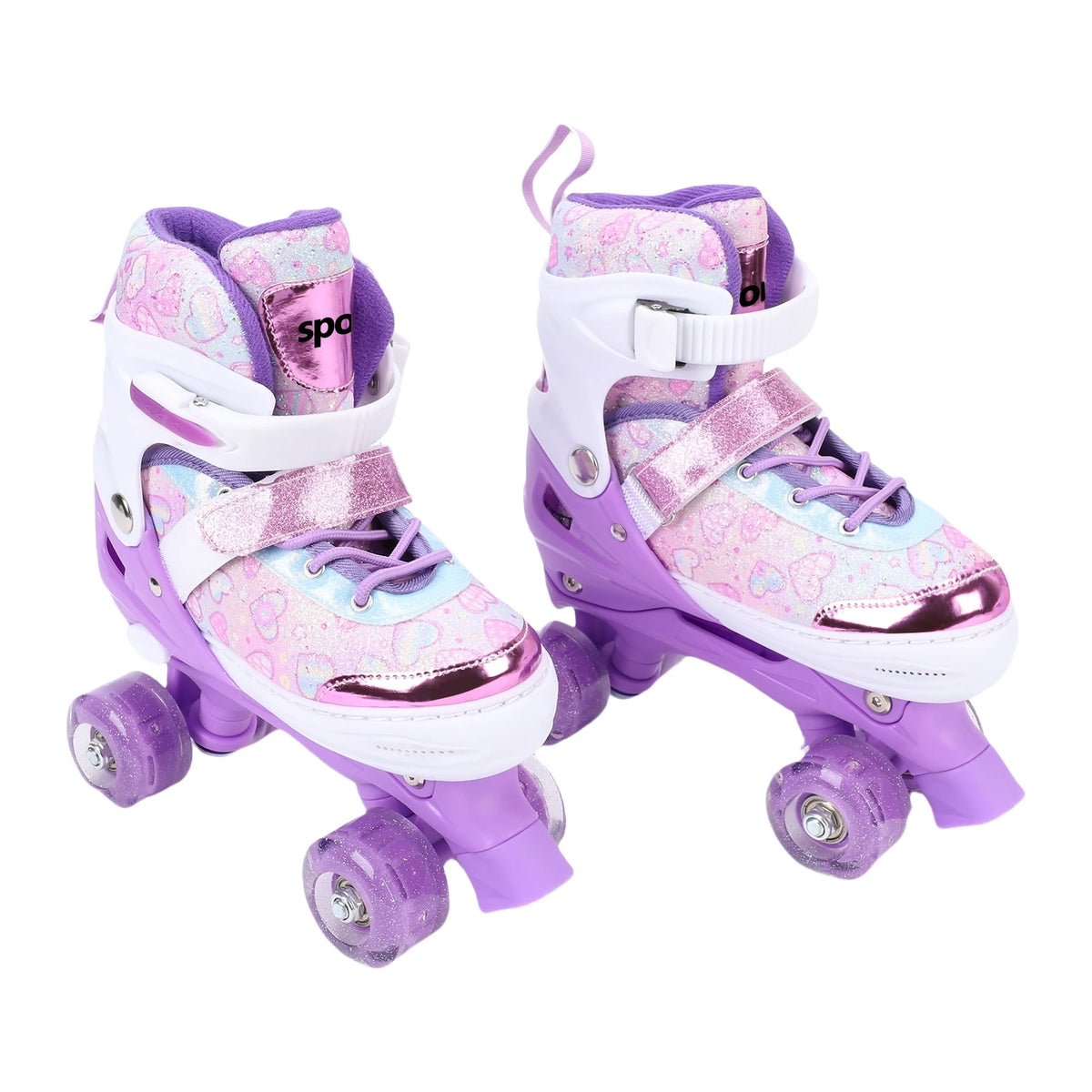 Tomshoo Roller Skates for Kids Girls Ages 6-12 4Size Adjustable Flashing Wheel ABEC Bearing Triple Protection for Outdoor Indoor