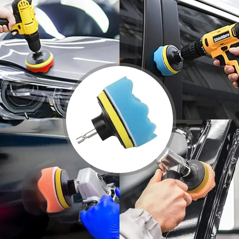  Electric Cleaning Brush Set, Electric Drill Brush Head, Car Cleaning Sponge Soft Brush, Car Wash Hard Brush, Bathroom Brush
