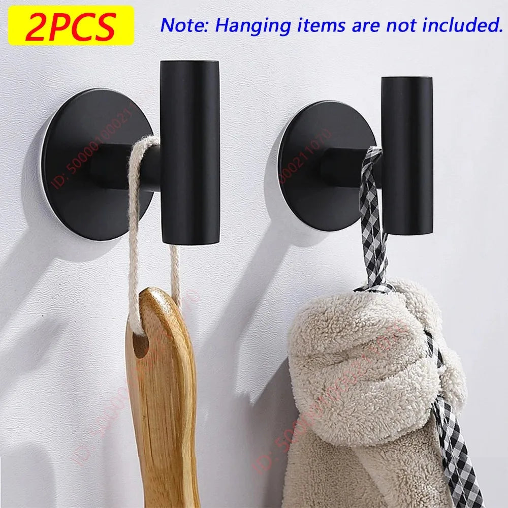 2/4PCS Adhesive Wall Hook Stainless Steel Robe Sticker Hooks Towel Coat Key Pants Hangers Bathroom Kitchen Storage Accessories