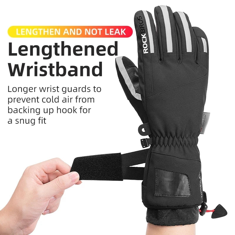 ROCKBROS Winter Ski Gloves Snowboard Gloves Snowmobile Motorcycle Riding Winter Gloves Windproof Waterproof Unisex Snow Gloves