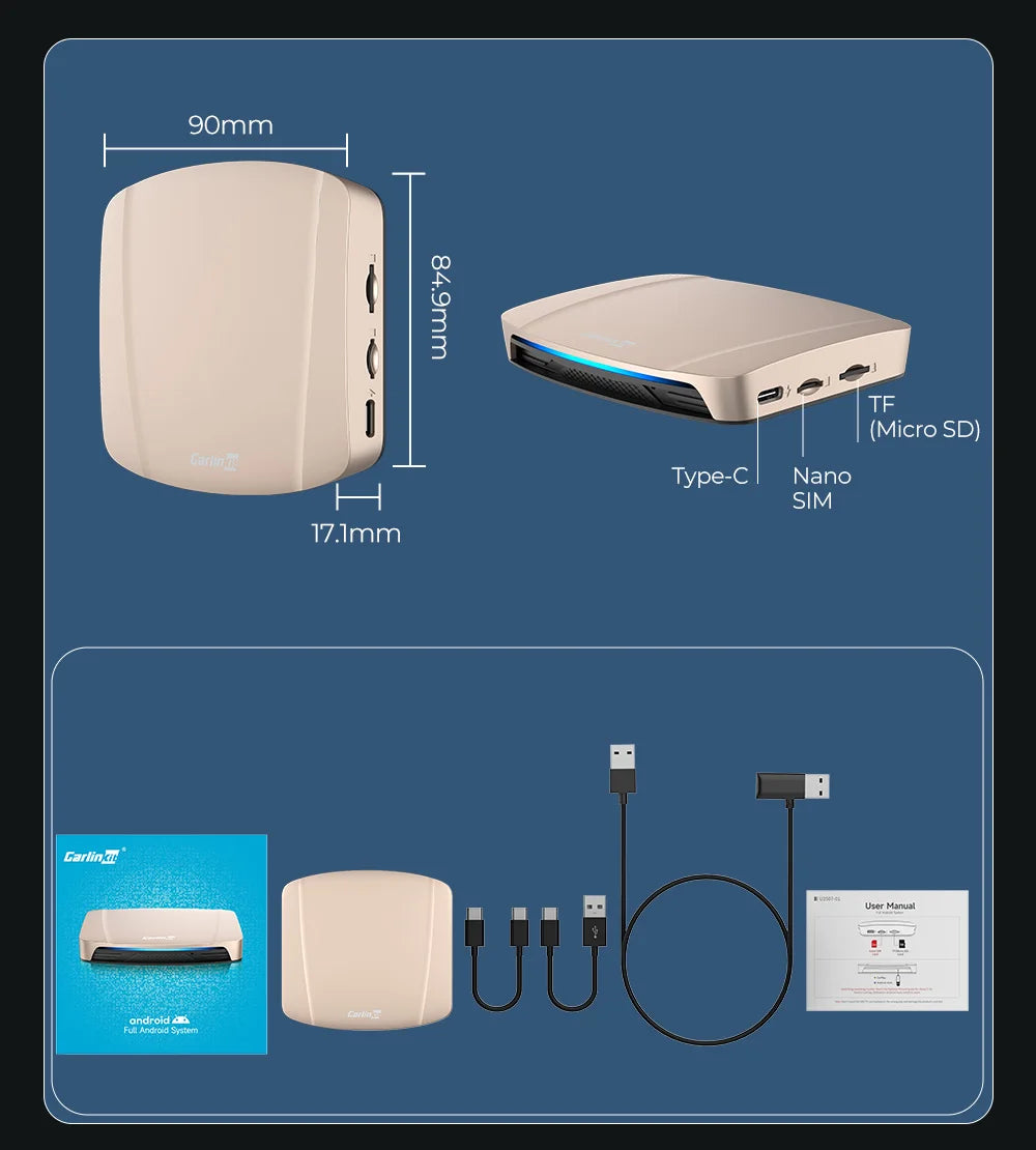 CarlinKit Ultra Box Android 15.0 SM6350 Tv Box CarPlay Wireless Android Auto Wireless Adapter Support Youtube Netfilx IPTV GNSS