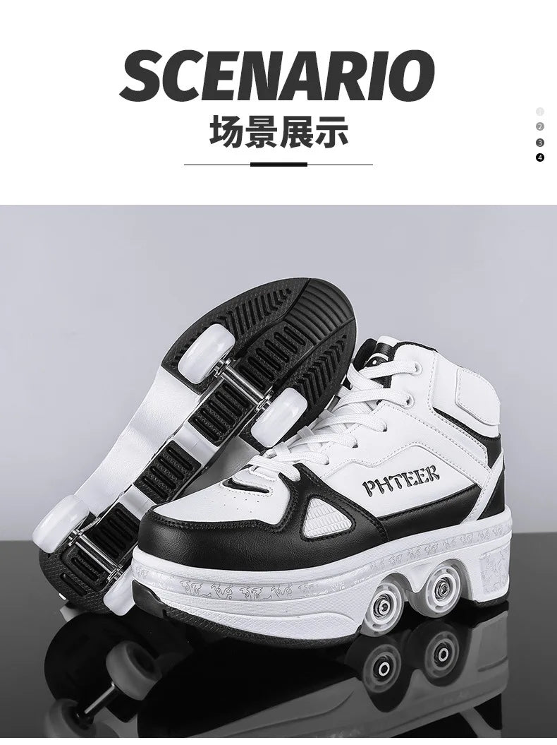 New Deformation Parkour Shoes 4 Roller Skating Shoes Kids Adults Unisex Sneakers Street Urban Fitness FSK Quad Skating Shoes