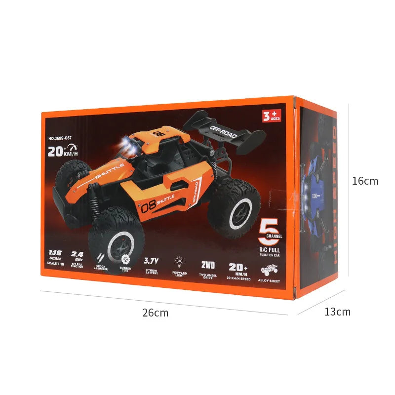 Oike Remote Control Car RC Drift Racing Vehicle Off Road Alloy 2.4G Radio High-Speed Trucks With LED Light Climbing Gift Kid Toy