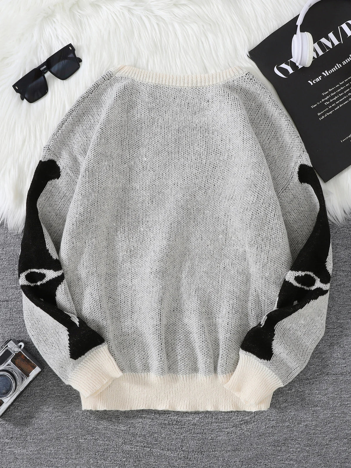 New Popular Autumn and Winter Backbone Jacquard Pattern Pullover Sweater Casual Round Neck Knitted Men's Pullover