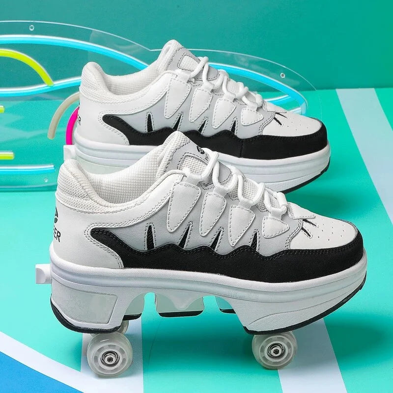 New Deformation Parkour Shoes 4 Roller Skating Shoes Kids Adults Unisex Sneakers Street Urban Fitness FSK Quad Skating Shoes