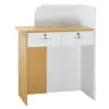 Modern Office Reception Desk 31.5 Inch Rectangular Front Counter Table with LED Light & 2 Drawers for Beauty Salons