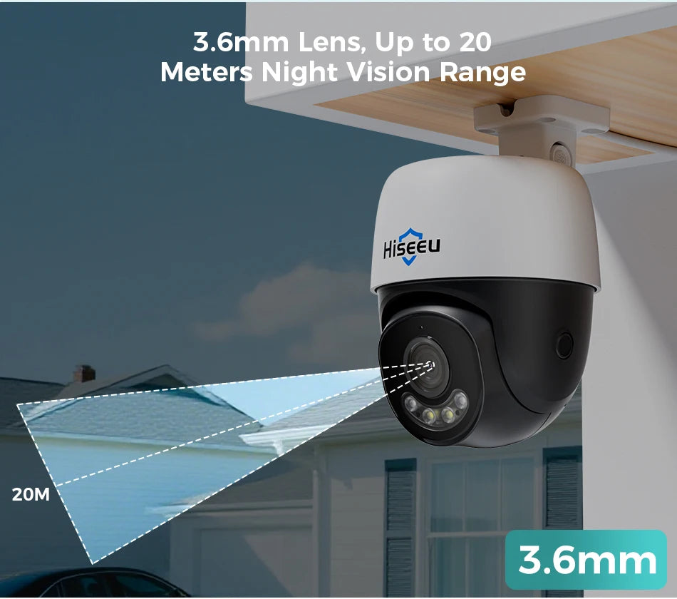 Hiseeu 5MP 4K 8MP POE PTZ IP Camera Night Vision Waterproof Security Video IP Camara Onvif Security CCTV Camera H.265