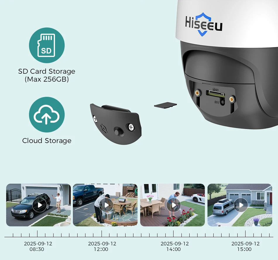 Hiseeu 5MP 4K 8MP POE PTZ IP Camera Night Vision Waterproof Security Video IP Camara Onvif Security CCTV Camera H.265